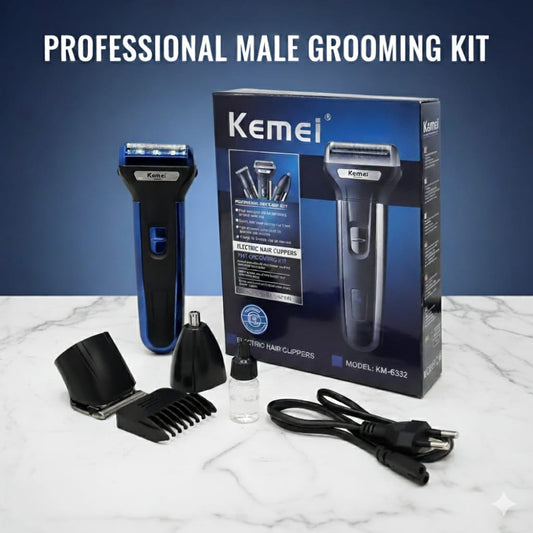 𝗞𝗲𝗺𝗲𝗶 𝗞𝗠-𝟲𝟯𝟯𝟬 – 𝟯-𝗶𝗻-𝟭 𝗘𝗹𝗲𝗰𝘁𝗿𝗶𝗰 𝗚𝗿𝗼𝗼𝗺𝗶𝗻𝗴 𝗞𝗶𝘁 𝗧𝗿𝗶𝗺𝗺𝗲𝗿-দাড়ি, শেভিং, নাকের লোম – সব একসাথে.