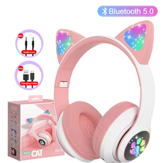 🐱🎧 Rainbow Cat Ear Headphones – Cute Gift for Kids 🎶💖