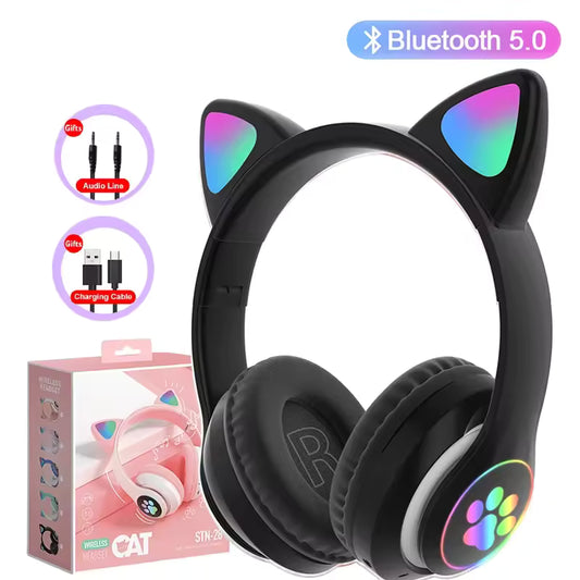 🐱🎧 Rainbow Cat Ear Headphones – Cute Gift for Kids 🎶💖