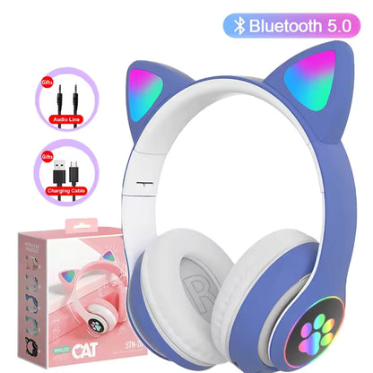 🐱🎧 Rainbow Cat Ear Headphones – Cute Gift for Kids 🎶💖