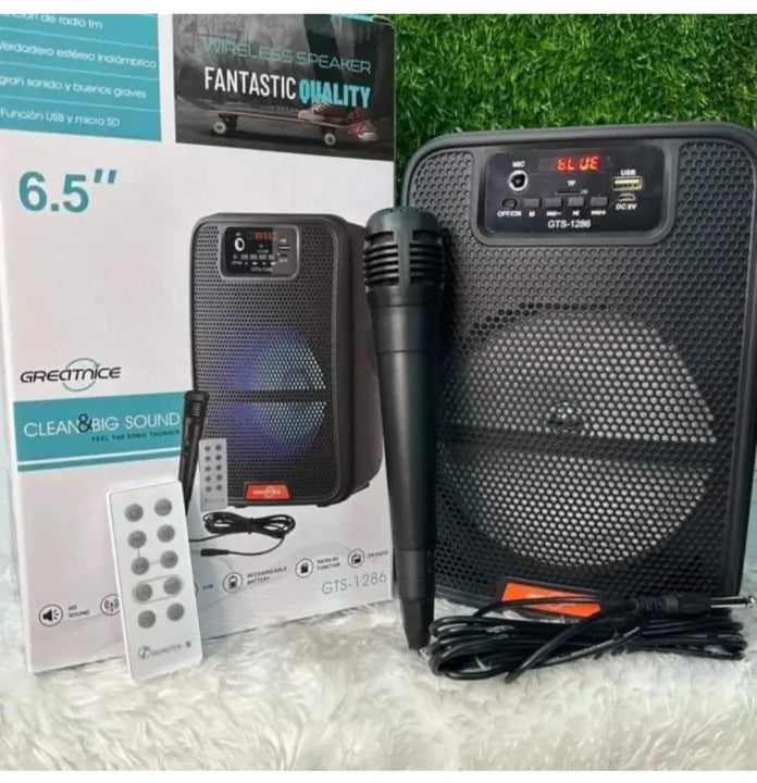 GTS 1285 Bluetooth Rechargeable Microphone System Speaker – ওয়্যারলেস কারাওকে স্পিকার বাংলাদেশে
